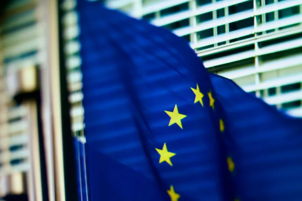 European Union flag and symbol representing EU regulations and compliance.