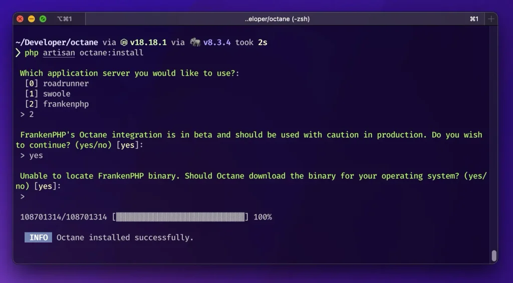 Laravel Octane Installation.
