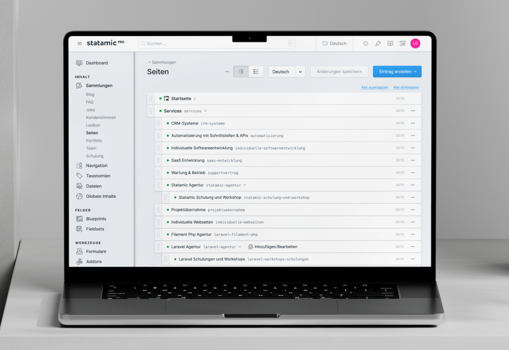 Statamic Controlpanel.